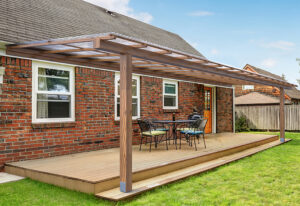 Patio covered with clear Suntuf corrugated roofing panels